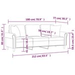 vidaXL Canapé 3 places avec oreillers gris foncé 180 cm velours