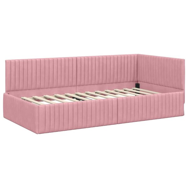 vidaXL Cadre de lit d'angle avec tête de lit Rose 100 x 200 cm Velours