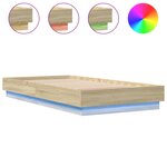vidaXL Cadre de lit avec lumières LED chêne sonoma 90x190 cm