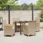 vidaXL Ensemble de salle à manger pour jardin 5 Pièces Beige polyrotin