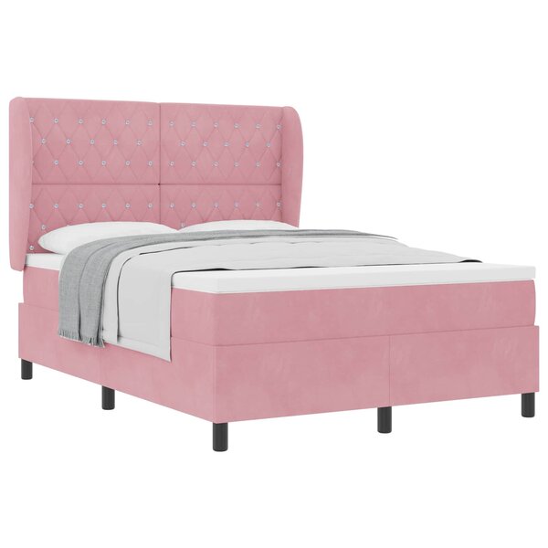 vidaXL Lit à ressorts avec matelas Rose 190 x 140 cm Polyester
