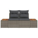 vidaXL Sofa de jardin 2 places avec coussins en poly rotin gris