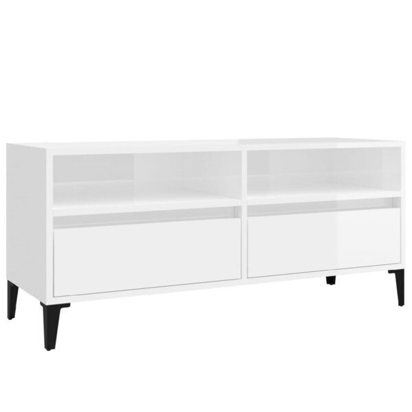 vidaXL Meuble TV blanc brillant 100x34 5x44 5 cm bois d'ingénierie