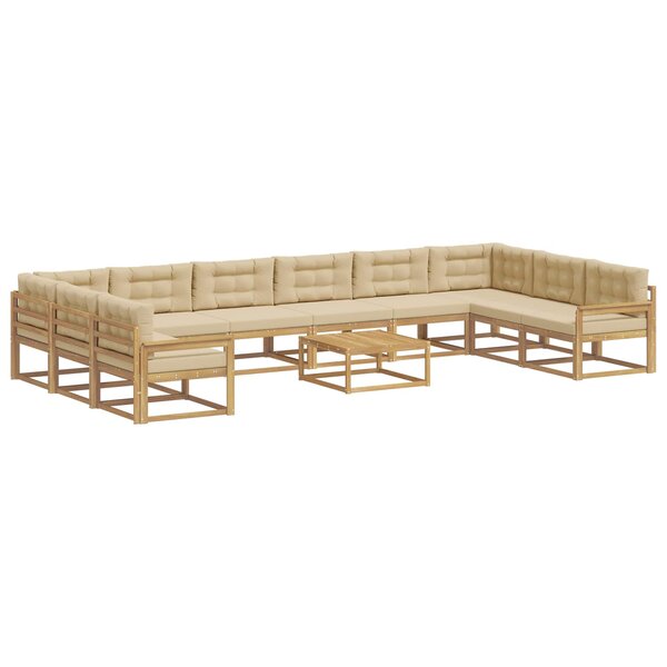 vidaXL Ensemble de canapés d'extérieur 11 Pièces Blanc et Beige