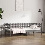 vidaXL Lit de jour Gris 90x190 cm Bois de pin massif