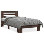vidaXL Cadre de lit chêne marron 100x200 cm bois d'ingénierie et métal
