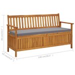 vidaXL Banc de rangement de jardin avec coussin 148 cm Bois d'acacia