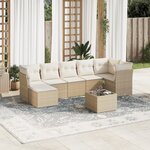 vidaXL Salon de jardin avec coussins 8 Pièces beige résine tressée