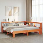 vidaXL Lit bibliothèque sans matelas cire marron 200x200 cm pin massif