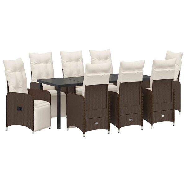 vidaXL Ensemble de salle à manger pour jardin 9 Pièces Marron polyrotin