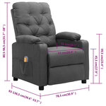 vidaXL Fauteuil de massage Gris clair Tissu