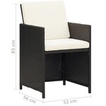 vidaXL Chaises de jardin lot de 2 avec coussins Résine tressée Noir