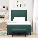 vidaXL Lit à Ressorts avec Matelas & Banc Vert Foncé 120x200 cm Velours