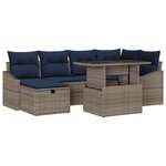 vidaXL Ensemble de canapé de jardin 7 Pièces Gris polyrotin