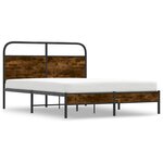 vidaXL Cadre de lit sans matelas 140x190 cm chêne fumé bois ingénierie