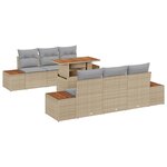 Ensemble de Canapés de Jardin 7 Pièces avec Coussins Beige en Poly Rattan