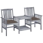 vidaXL Chaises de jardin avec table à thé et coussins Acacia solide