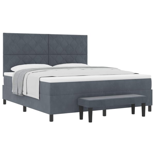 vidaXL Lit à ressorts avec tête de lit Gris foncé 200 x 180 cm Velours