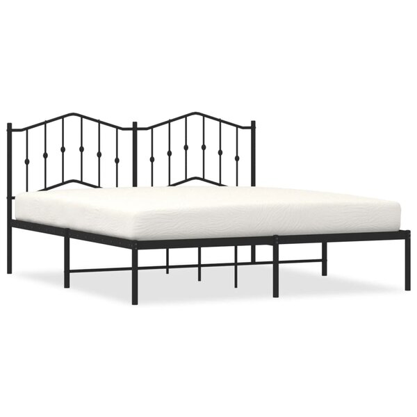 vidaXL Cadre de lit métal sans matelas et tête de lit noir 160x200 cm