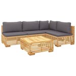 vidaXL Salon de jardin 5 Pièces avec coussins Bois de teck solide