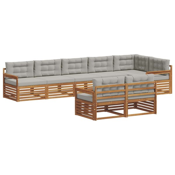 vidaXL Ensemble de canapés d'extérieur 8 Pièces Gris Naturel et Clair