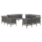 Salon de jardin meuble d'extérieur ensemble de mobilier 12 pièces avec coussins gris résine tressée 02_0015606