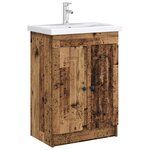 vidaXL Armoire sous évier de salle de bain Bois ancien