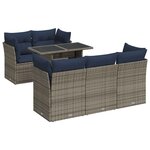 vidaXL Salon de jardin avec coussins 6 Pièces gris résine tressée acacia