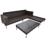 vidaXL Salon de jardin 4 Pièces avec coussins Résine tressée Marron