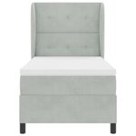 vidaXL Lit à ressorts avec matelas Gris clair 190 x 90 cm Polyester
