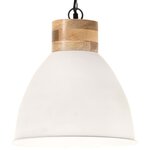 vidaXL Lampe suspendue industrielle Blanc Fer et bois solide 46 cm E27