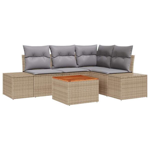 vidaXL Ensemble de canapé de jardin 5 Pièces Beige  gris clair