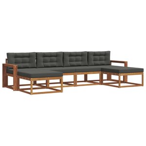 vidaXL Ensemble de canapés d'extérieur 6 Pièces Naturel et Anthracite