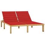 vidaXL Chaise longue double et coussins rouge Bois de pin imprégné