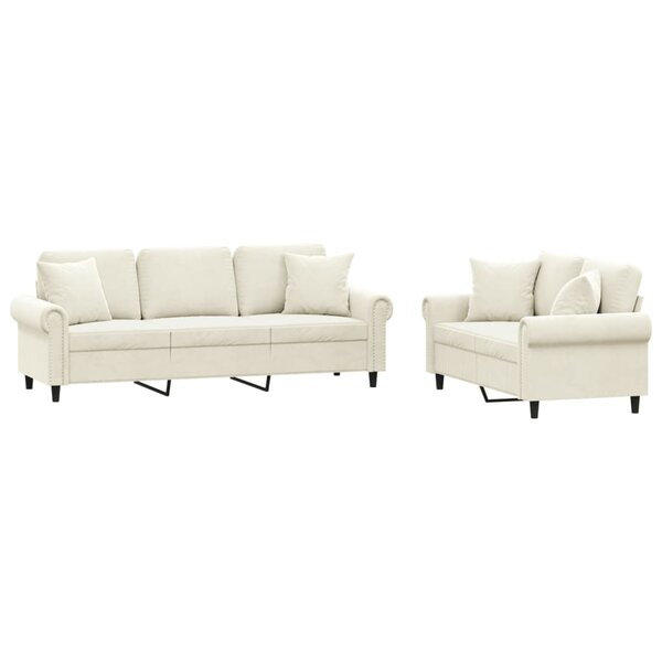 vidaXL Ensemble de canapés 2 Pièces avec coussins crème velours