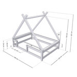 Lit Tipi enfant avec barrière bois massif blanc 120 x 190 cm