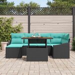 vidaXL Ensemble de salle à manger pour jardin 7 Pièces Noir et Sarcelle