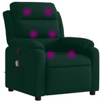 vidaXL Fauteuil de massage inclinable vert foncé velours