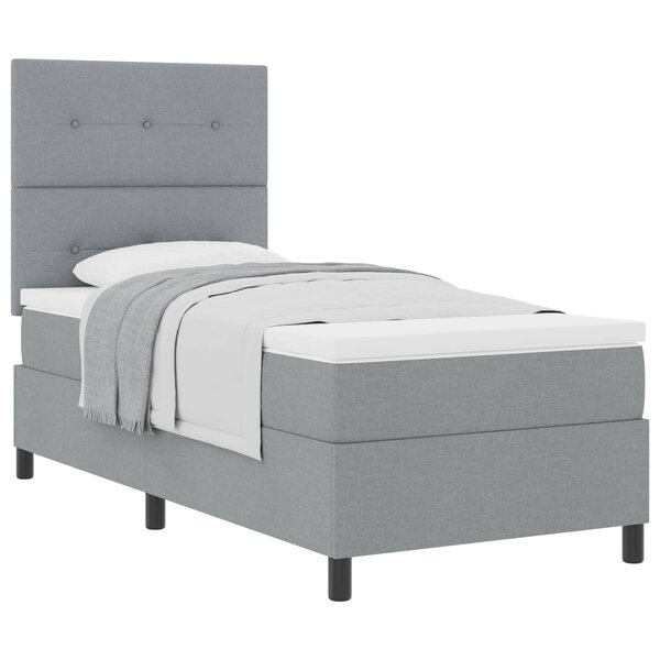 vidaXL Lit à ressorts avec tête de lit Gris clair 90 x 200 cm tissu