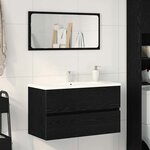 vidaXL Meuble de Lavabo de Salle de Bain Chêne noir 80 x 38 5 x 45 cm