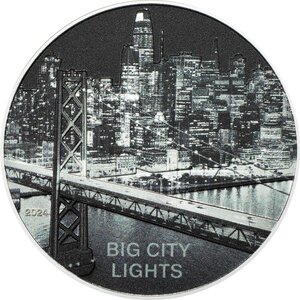Monnaie SAN FRANCISCO Big City Lights Argent 5$ Cook Islands 2024