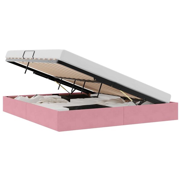 vidaXL Cadre de lit ottoman avec stockage Rose 160 x 200 cm Velours