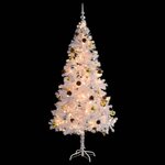 vidaXL Arbre de Noël artificiel pré-éclairé avec boules blanc 180 cm