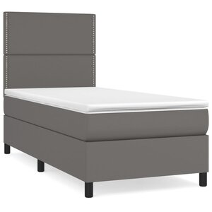 vidaXL Sommier à lattes de lit avec matelas Gris 80x200 cm Similicuir