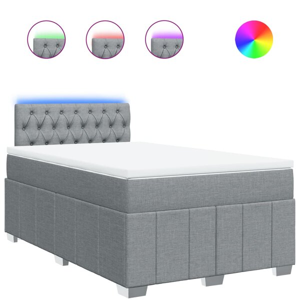vidaXL Sommier à lattes de lit et matelas gris clair 120x190 cm tissu