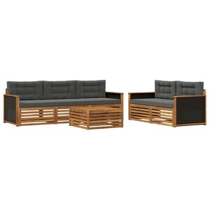 vidaXL Ensemble de canapés d'extérieur 6 Pièces Naturel et Anthracite