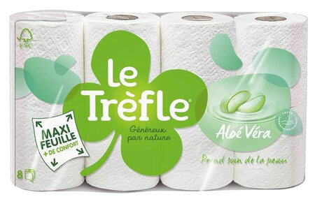 Le Trèfle Papier Toilette Maxi Feuille Aloé Véra 8 rouleaux (lot de 3)