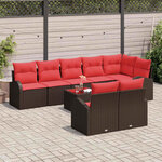 vidaXL Ensemble de canapé de jardin 9 Pièces Marron polyrotin