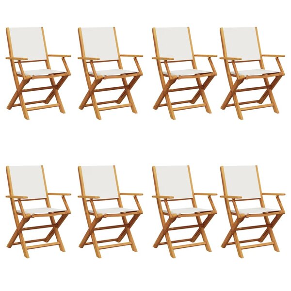 vidaXL Chaises de jardin pliantes lot de 8 tissu et bois massif