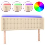 vidaXL Tête de lit à LED Crème 147x16x78/88 cm Tissu